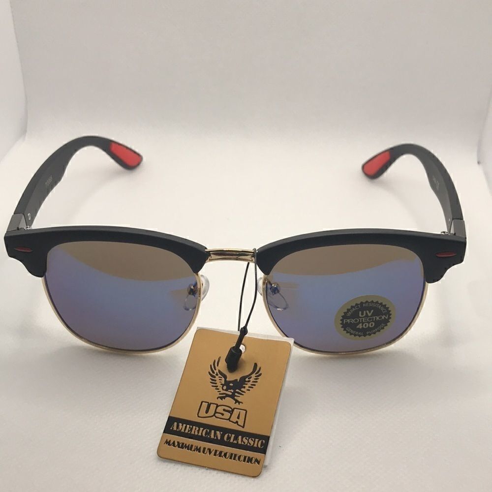 American Classic Retro Black Frame Blue Multi Lens - Picture 2 of 3